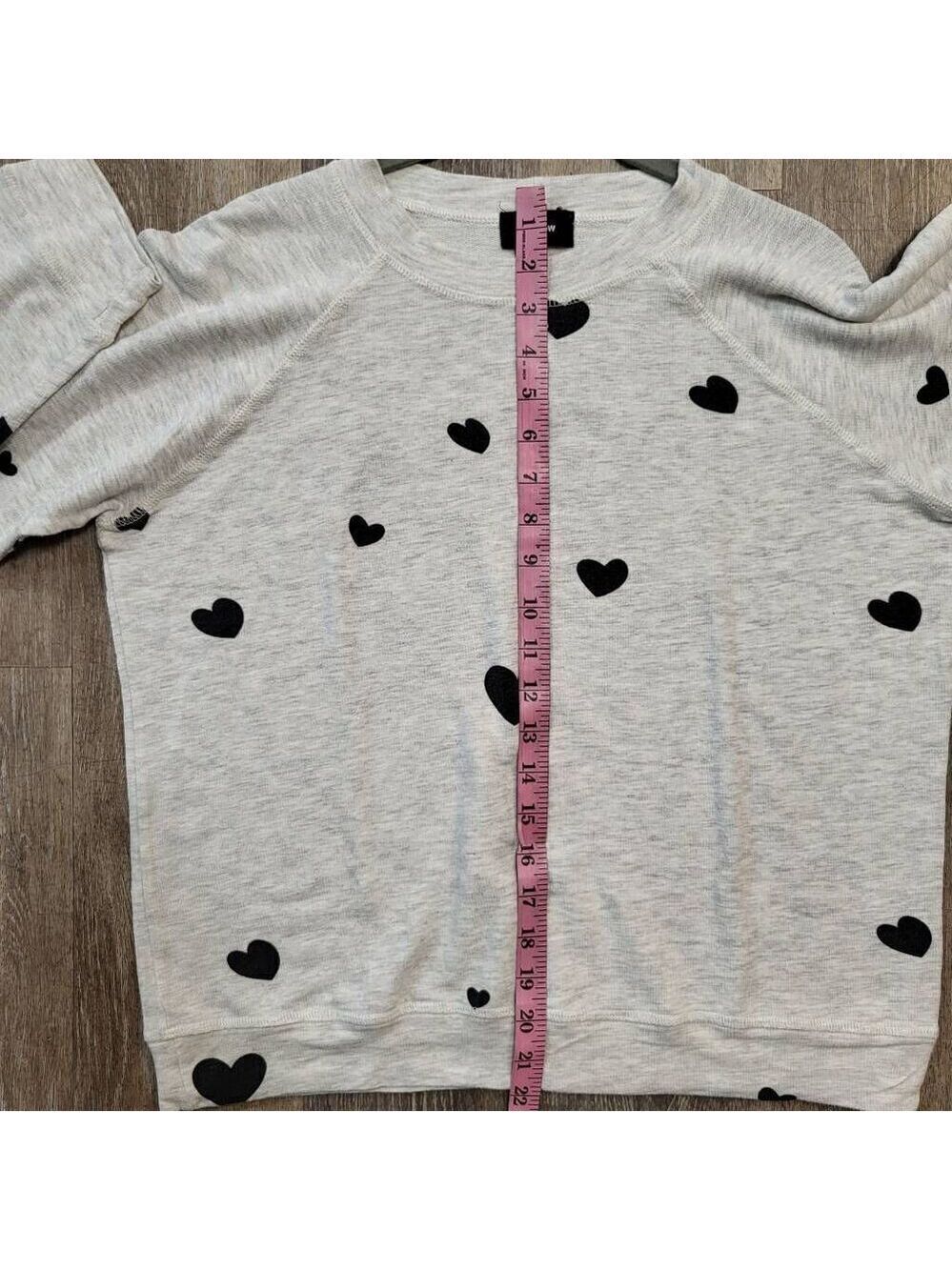 Monrow‎ Heart Print Sweatshirt - Ash sz med - Picture 8 of 8